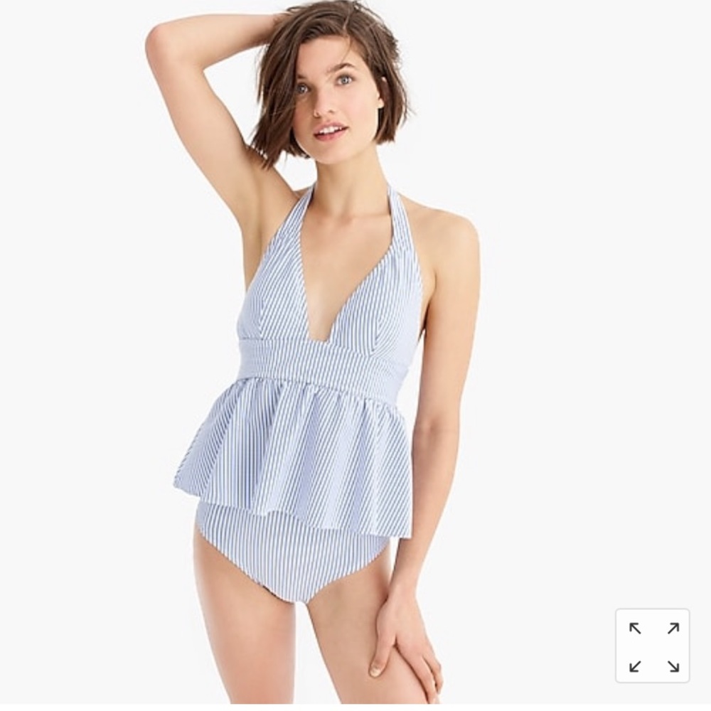 J. Crew peplum tankini seersucker top NWT